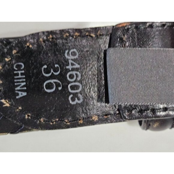 Brighton Berma Mens Sz 36 Black Hand Woven Leather Belt With Silver-Tone Buckle - Picture 6 of 8
